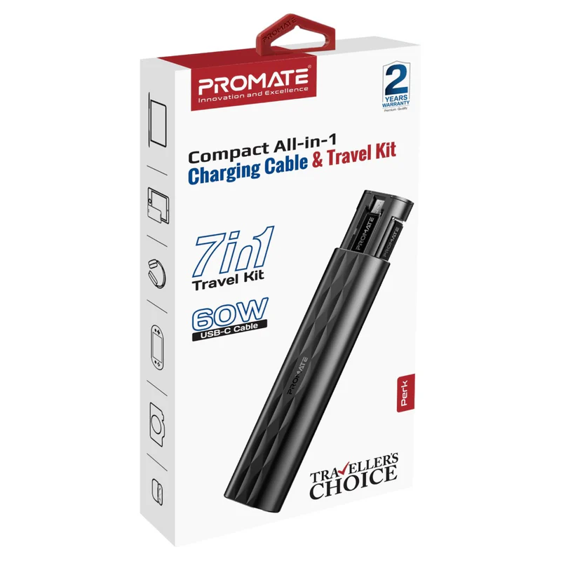 Promate Perk Compact All-in1 Charging Cable and Travel Kit Promate Perk Compact All-in1 Charging Cable and Travel Kit